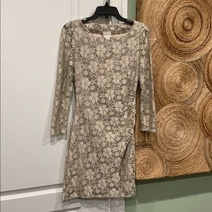 Reiss bodycon pewter lace dress